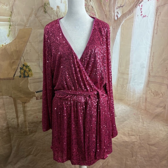 NEW Free People Pink Christa Sequin Romper - Picture 6 of 16